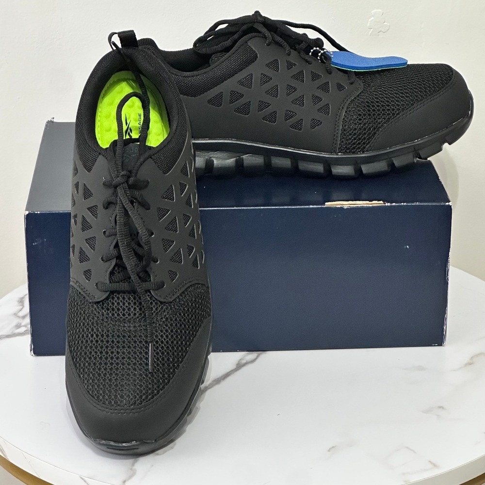Reebok Work Black Superlite Alloy Toe Safety Work Sneakers Comfort Soles 11.5M